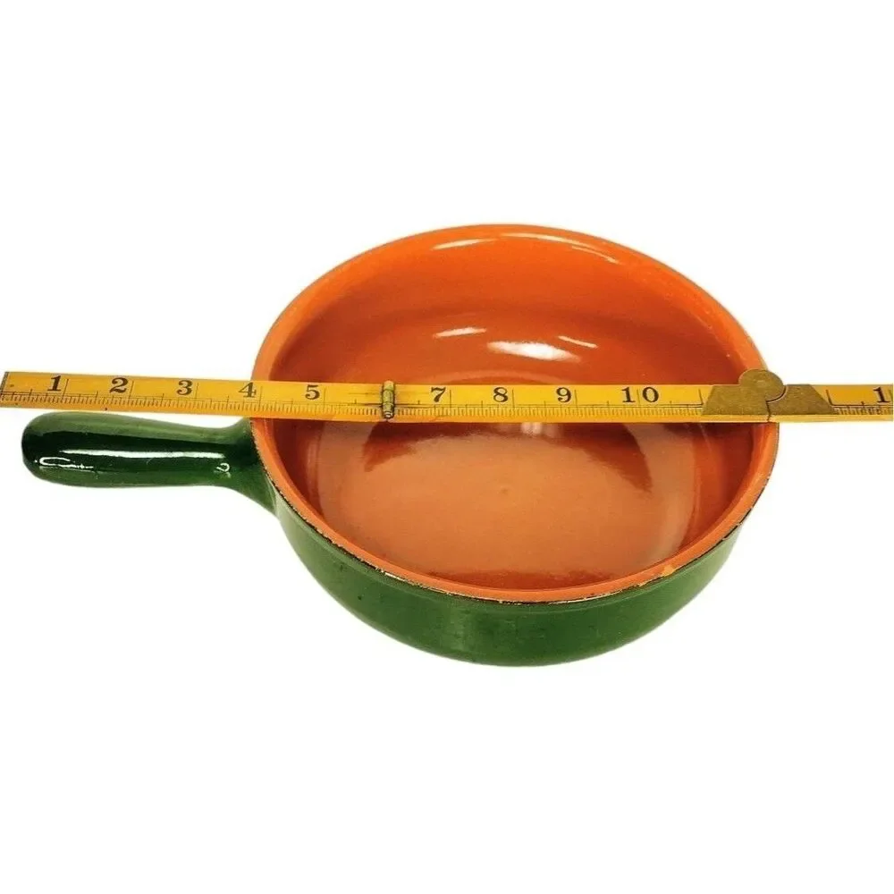 Terracotta Piral Albisola Cookware Saucier Pan Hunter Green Italy Italian 8.5